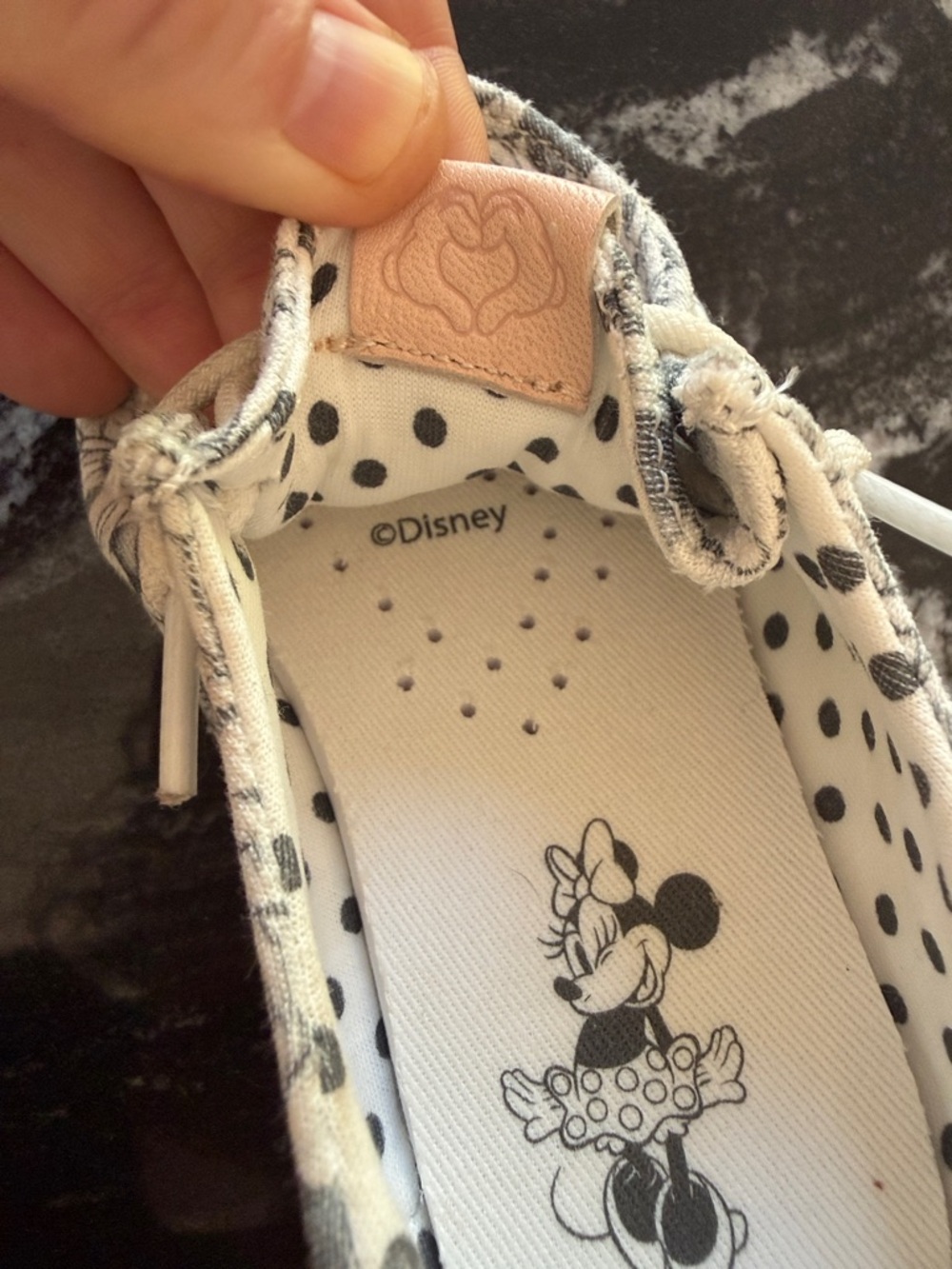 Minnie Mouse hey dude loafers for toddler girl in black and white - Picture 7 of 9